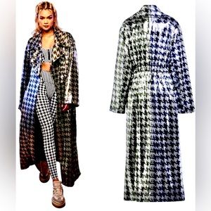 Adidas Ivy Park Halls of Ivy long sequin houndstooth jacket size small new